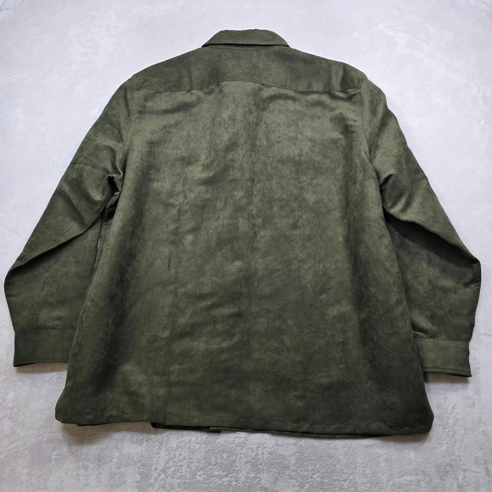 Banana Republic Faux Suede Shirt Men's 2XL Olive Green Long Sleeve‎ Relaxed Fit